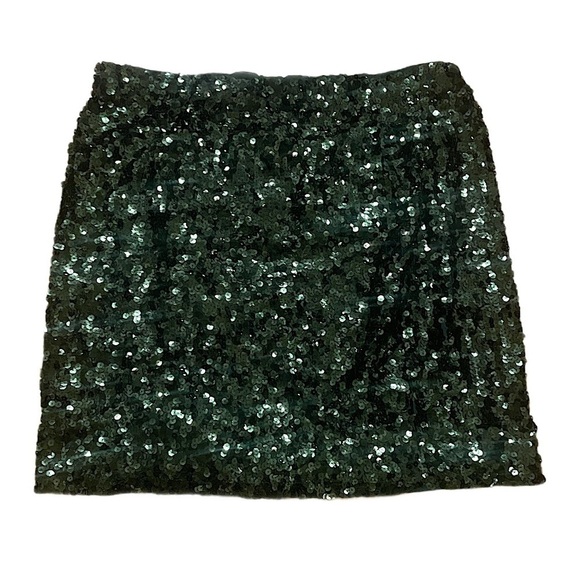 Green Sequin Mini Skirt fitted women’s skirt dark green plus size - Picture 1 of 7